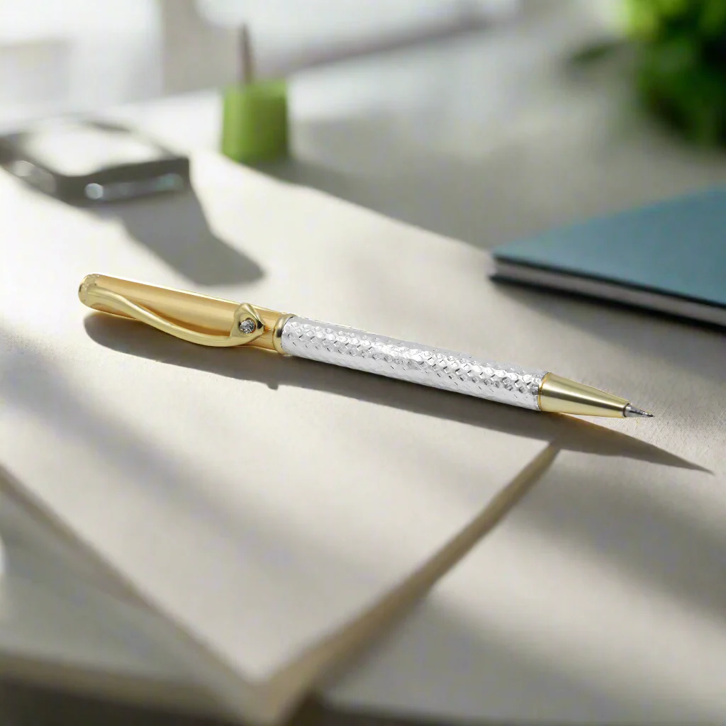 Silver Gold Polish with Heart Design Pen