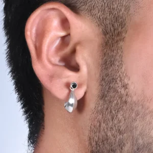 Boys Silver Bali Earrings with Plain Look & Stones
