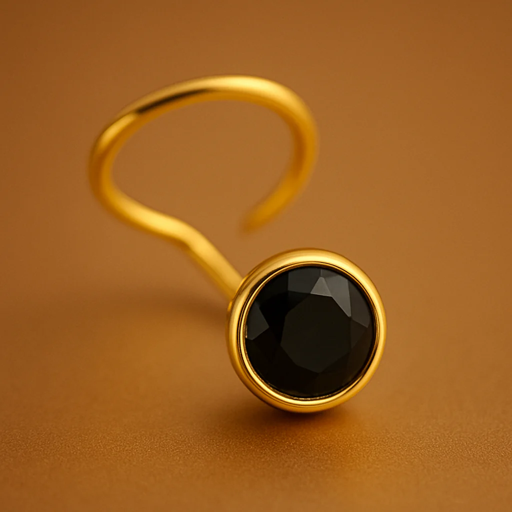 (4 Pcs ₹499 combo) Gold Polish Nose Pin with Round Multicolour Stone