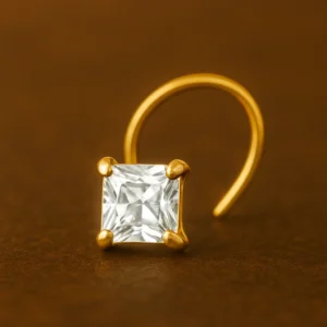 (4 Pcs ₹499 combo) Gold Polish Nose Pin with Square Multicolour Stones