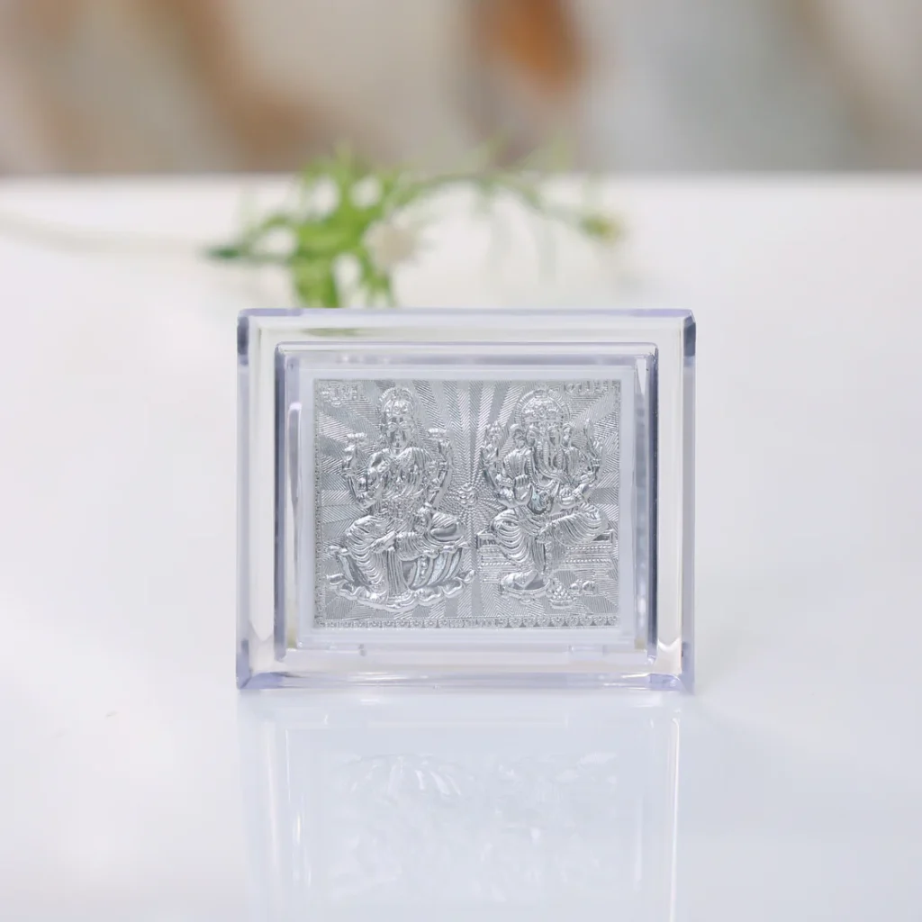 Silver Laxmi Ji Ganesh Ji Frame