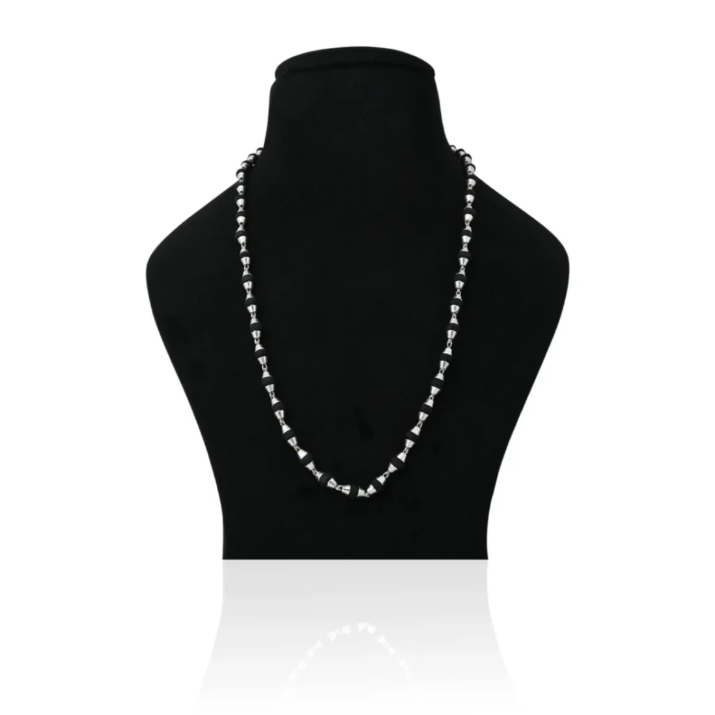 Silver Engrave Auspicious Tulsi Mala