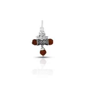 Trendy Oxidised Silver "महाकाल" Damru Pendant with Rudraksha